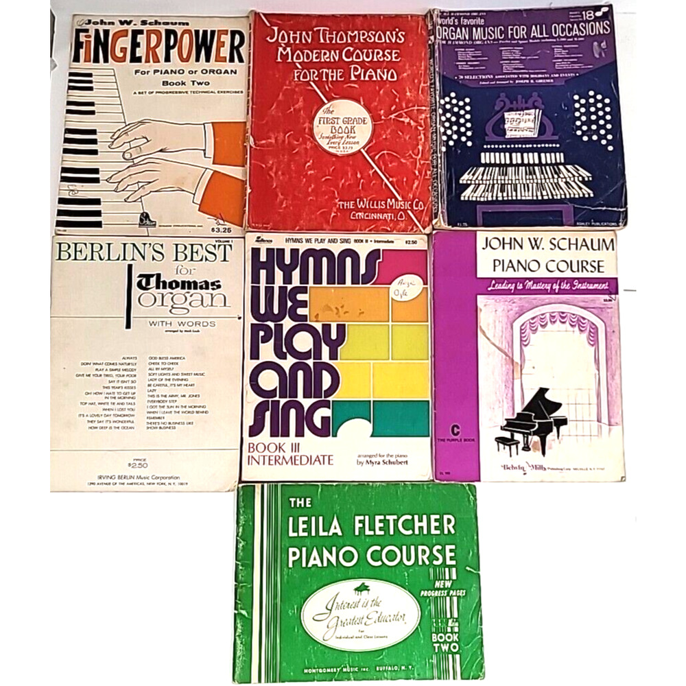 Lot Of 7 Piano and Organ‎ Music/Course Books
